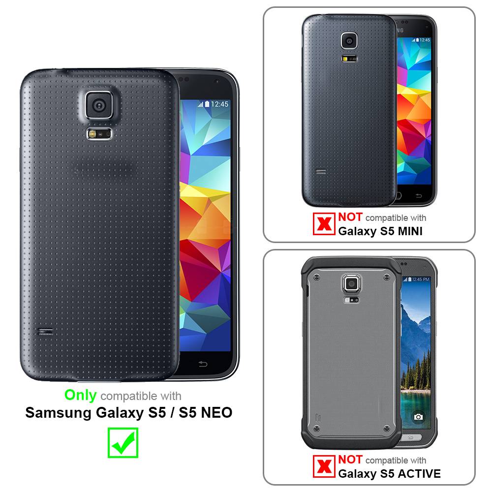Cadorabo Handytasche mit Gürtelclip kompatibel mit Samsung Galaxy S5 / S5 NEO Hülle in Schwarz - Schutzhülle mit-1