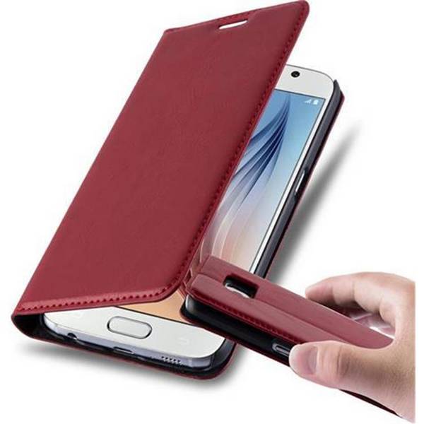 Cadorabo Hülle für Samsung Galaxy S6 Schutz Hülle in Rot Handyhülle Etui Case Cover Magnetverschluss