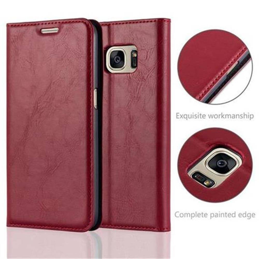 Cadorabo Hülle für Samsung Galaxy S7 Schutz Hülle in Rot Handyhülle Etui Case Cover Magnetverschluss-2