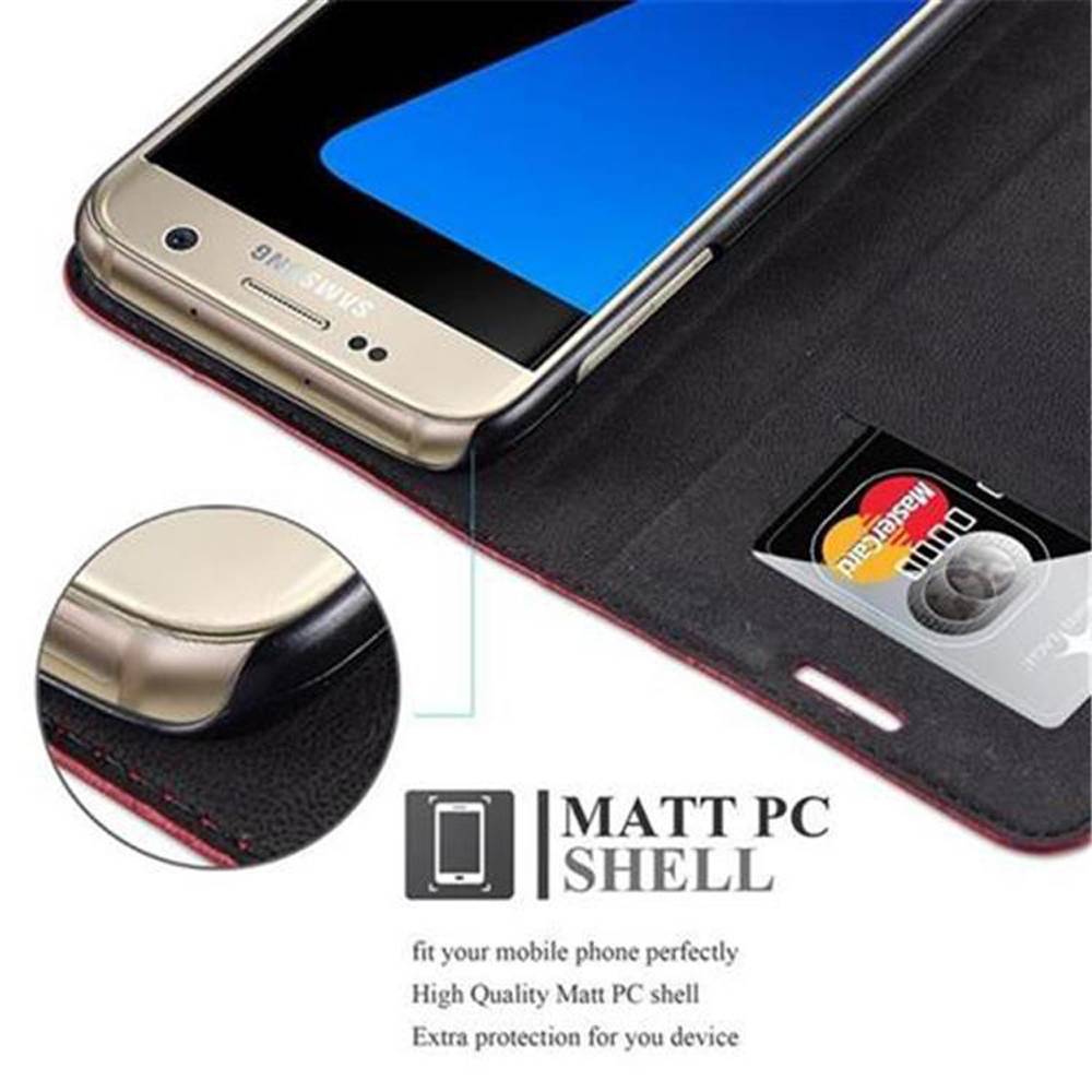 Cadorabo Hülle für Samsung Galaxy S7 Schutz Hülle in Rot Handyhülle Etui Case Cover Magnetverschluss-3
