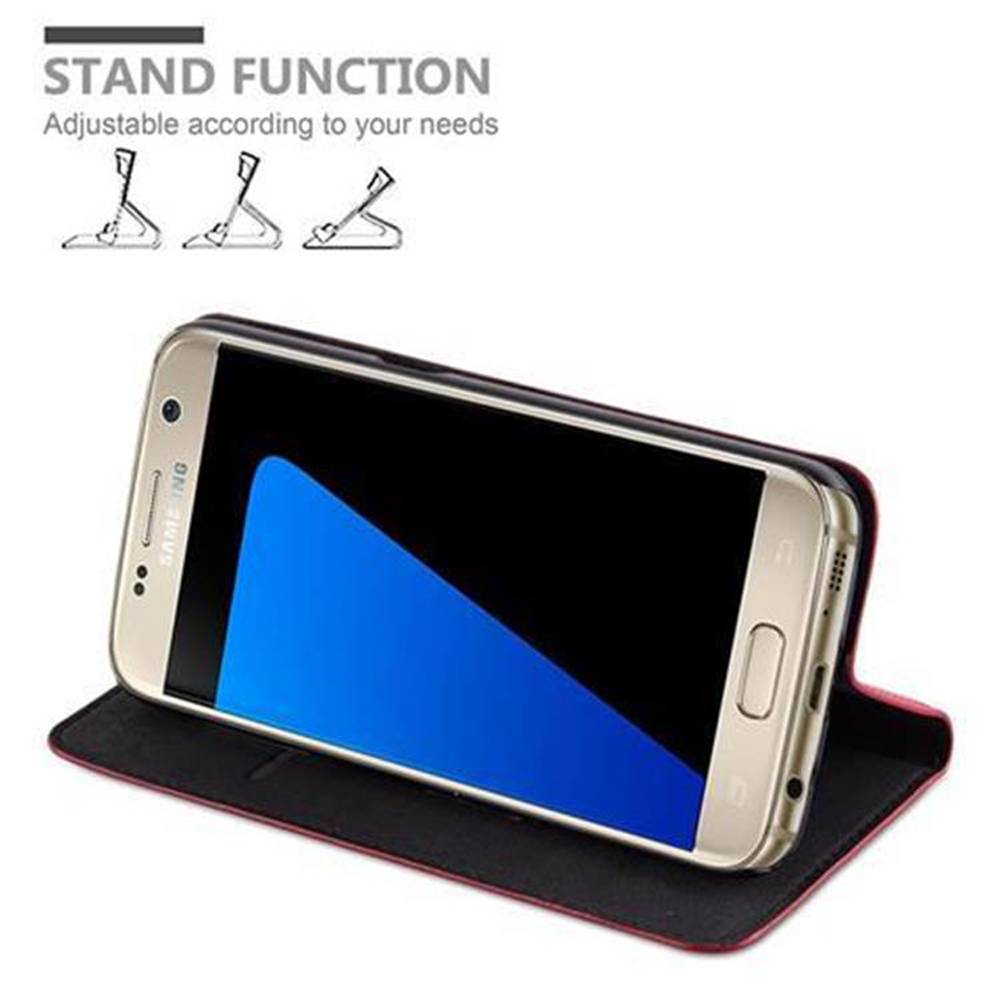Cadorabo Hülle für Samsung Galaxy S7 Schutz Hülle in Rot Handyhülle Etui Case Cover Magnetverschluss-4