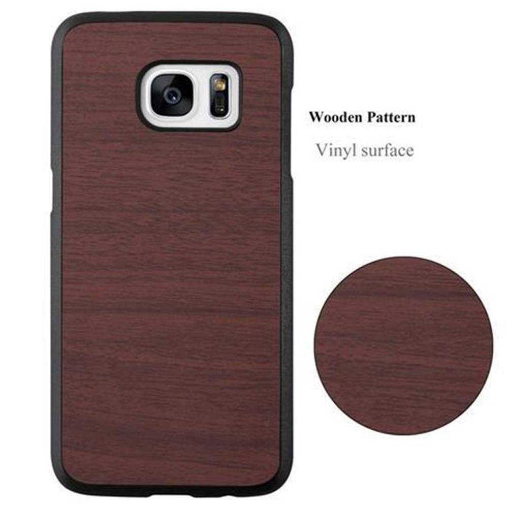 Cadorabo Hülle für Samsung Galaxy S7 Schutz Hülle in Braun Hard Case Etui Holz Optik Handyhülle-2