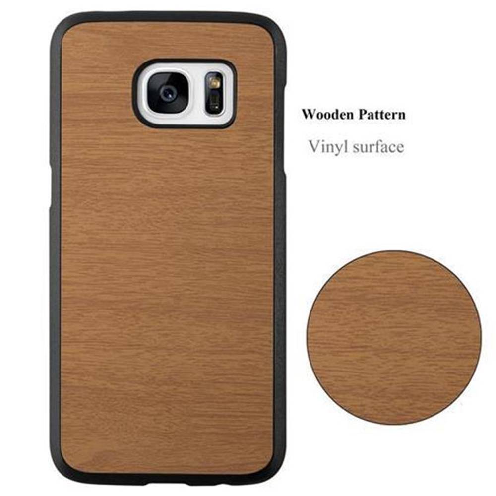 Cadorabo Hülle für Samsung Galaxy S7 Schutz Hülle in Braun Hard Case Etui Holz Optik Handyhülle-2