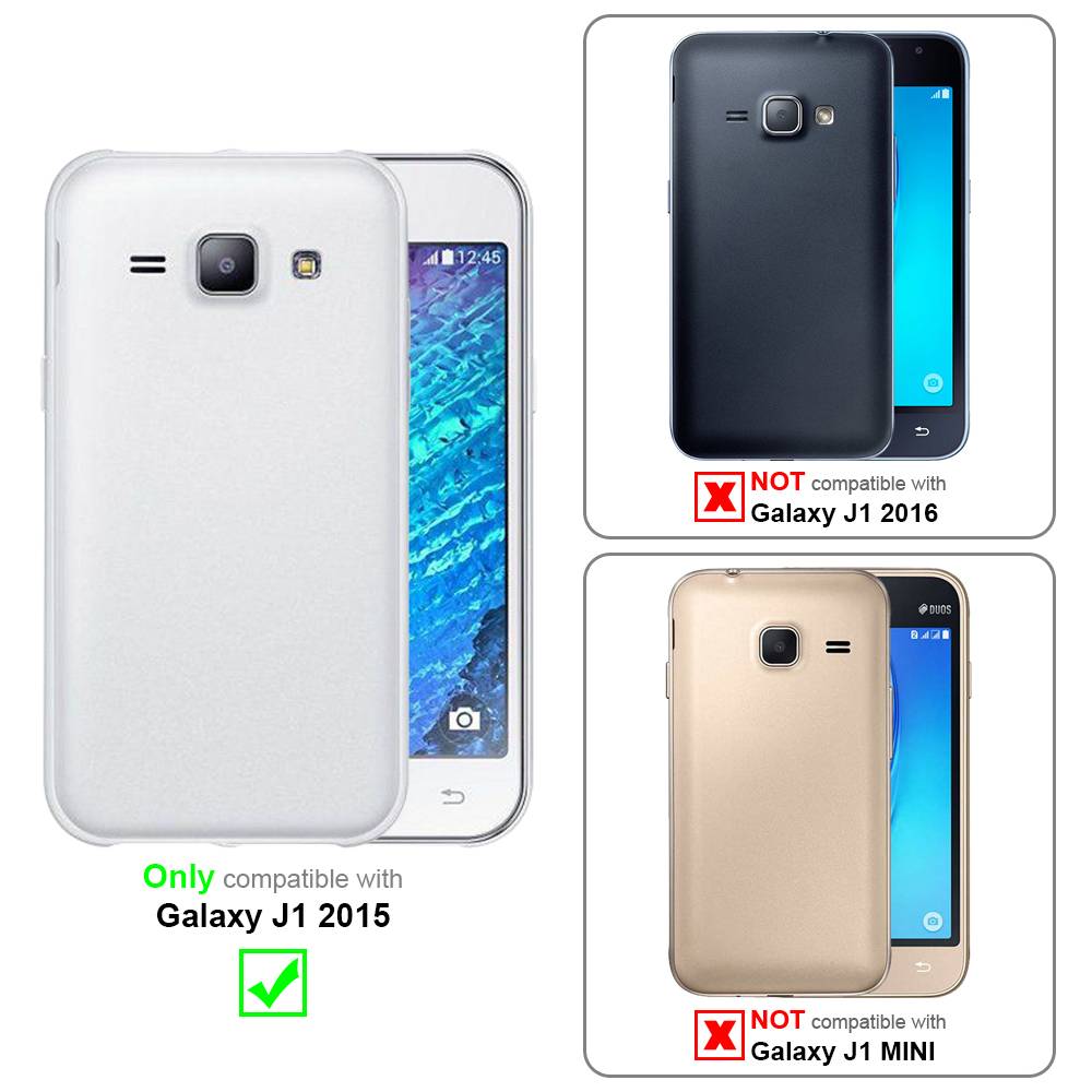 Cadorabo Handytasche mit Gürtelclip kompatibel mit Samsung Galaxy J1 2015 Hülle in Schwarz - Schutzhülle mit-1
