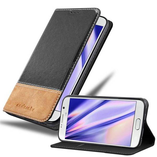 Cadorabo Hülle für Samsung Galaxy S6 Schutzhülle in Schwarz SHandyhülle Book Case Etui Kunstleder