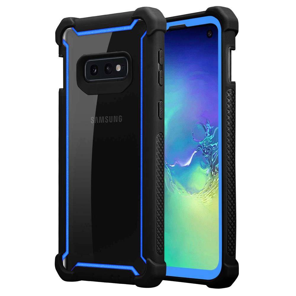 Cadorabo Hülle für Samsung Galaxy S10e Schutzhülle in Blau Handy Hülle Etui TPU Silikon-Rand Glas-Rücken Acryl-0