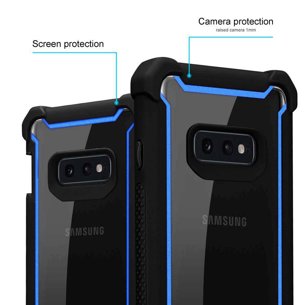 Cadorabo Hülle für Samsung Galaxy S10e Schutzhülle in Blau Handy Hülle Etui TPU Silikon-Rand Glas-Rücken Acryl-1
