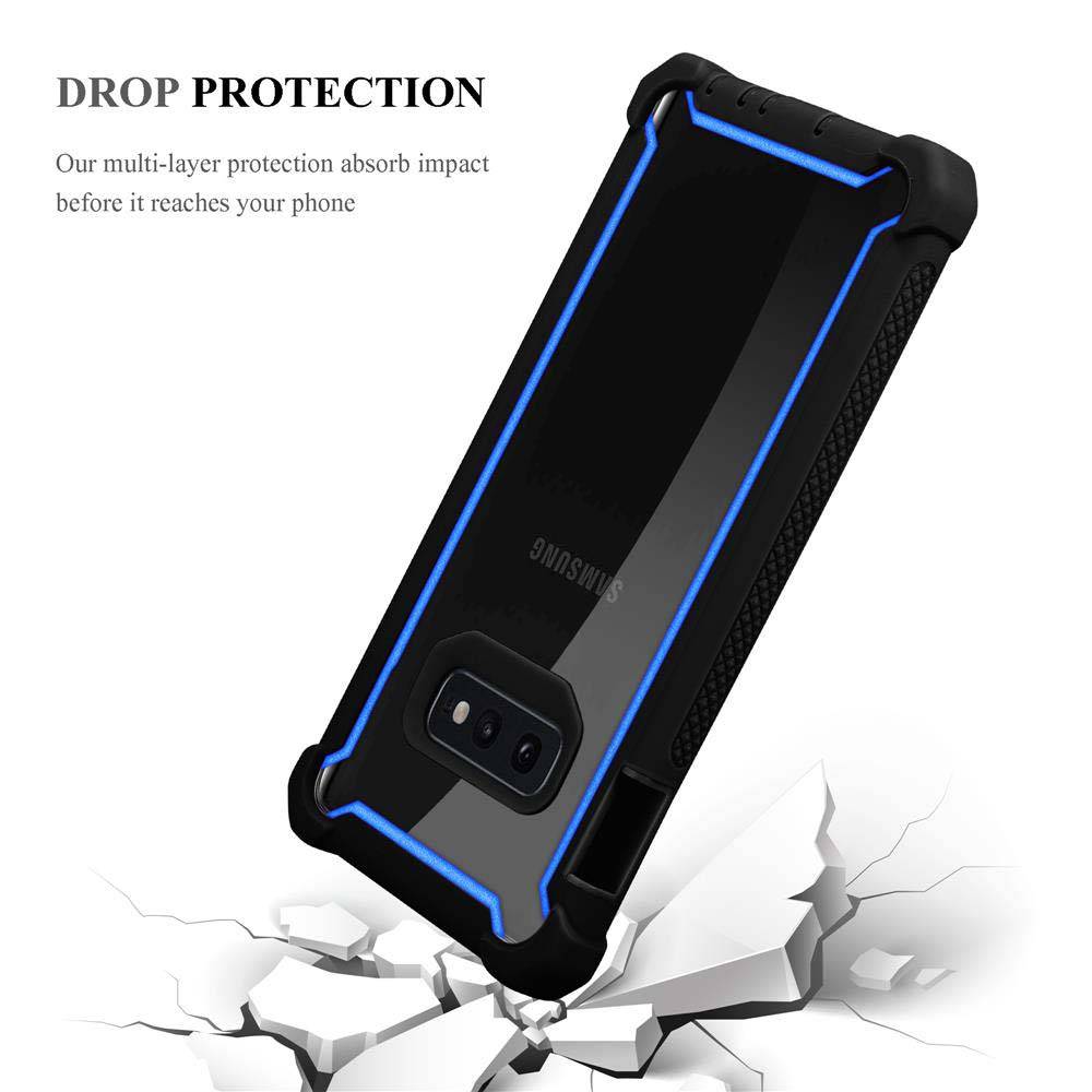 Cadorabo Hülle für Samsung Galaxy S10e Schutzhülle in Blau Handy Hülle Etui TPU Silikon-Rand Glas-Rücken Acryl-4
