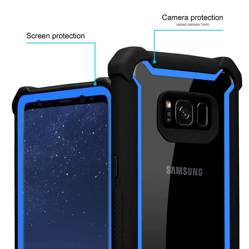 Cadorabo Hülle für Samsung Galaxy S8 Schutzhülle in Blau Handy Hülle Etui TPU Silikon-Rand Glas-Rücken Acryl-2