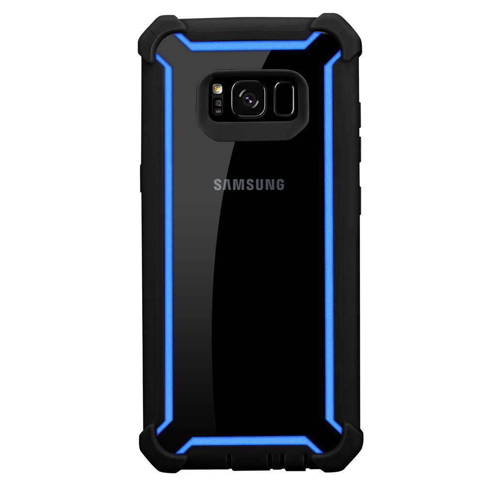 Cadorabo Hülle für Samsung Galaxy S8 Schutzhülle in Blau Handy Hülle Etui TPU Silikon-Rand Glas-Rücken Acryl-3