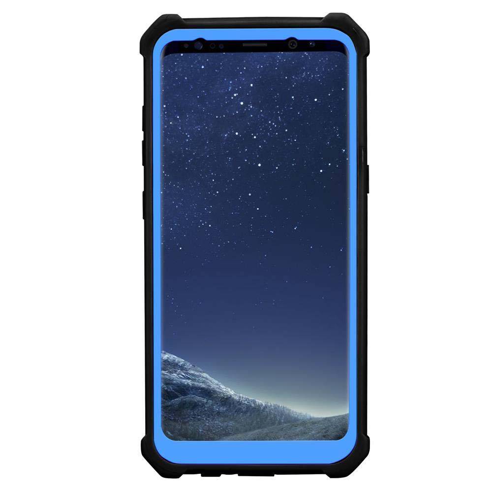 Cadorabo Hülle für Samsung Galaxy S8 Schutzhülle in Blau Handy Hülle Etui TPU Silikon-Rand Glas-Rücken Acryl-4
