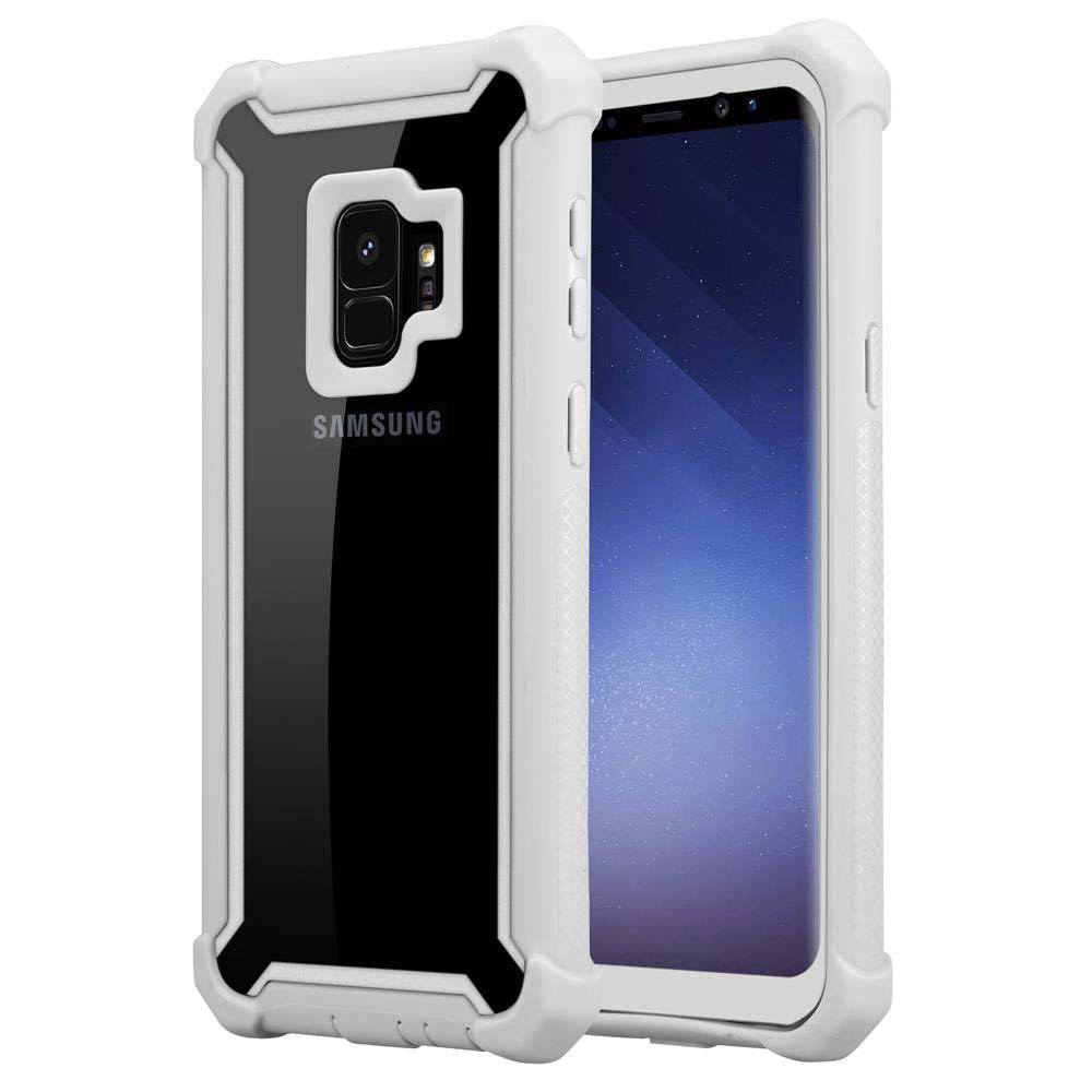 Cadorabo Hülle für Samsung Galaxy S9 Schutzhülle in Grau Handy Hülle Etui TPU Silikon-Rand Glas-Rücken Acryl-0