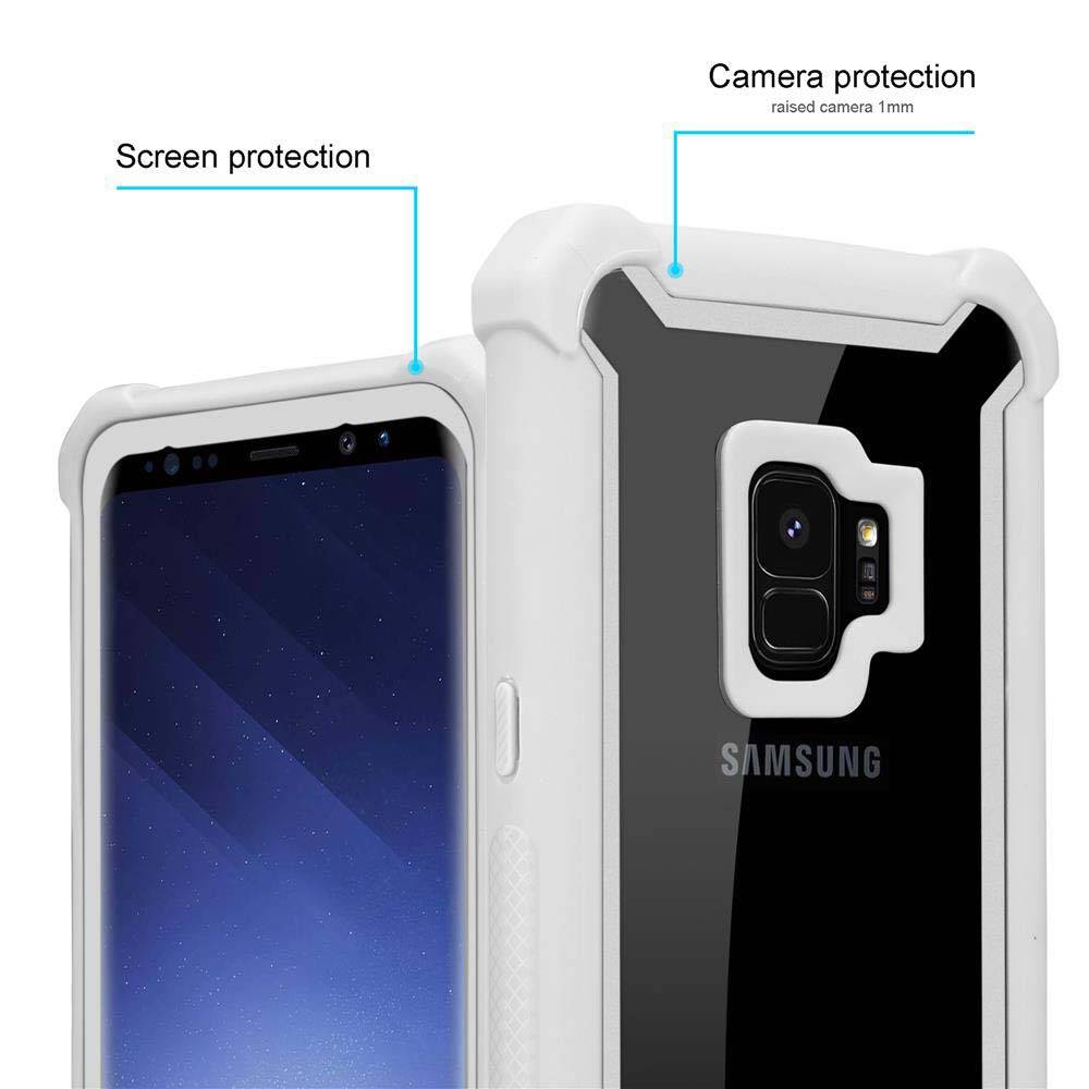Cadorabo Hülle für Samsung Galaxy S9 Schutzhülle in Grau Handy Hülle Etui TPU Silikon-Rand Glas-Rücken Acryl-1
