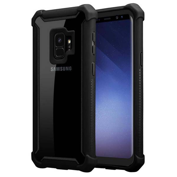 Cadorabo Hülle für Samsung Galaxy S9 Schutzhülle in Schwarz Handy Hülle Etui TPU Silikon-Rand Glas-Rücken Acryl