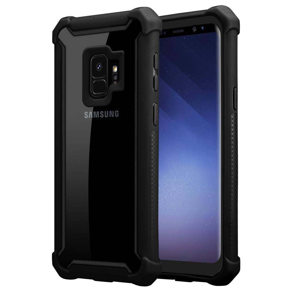 Cadorabo Hülle für Samsung Galaxy S9 Schutzhülle in Schwarz Handy Hülle Etui TPU Silikon-Rand Glas-Rücken Acryl-0
