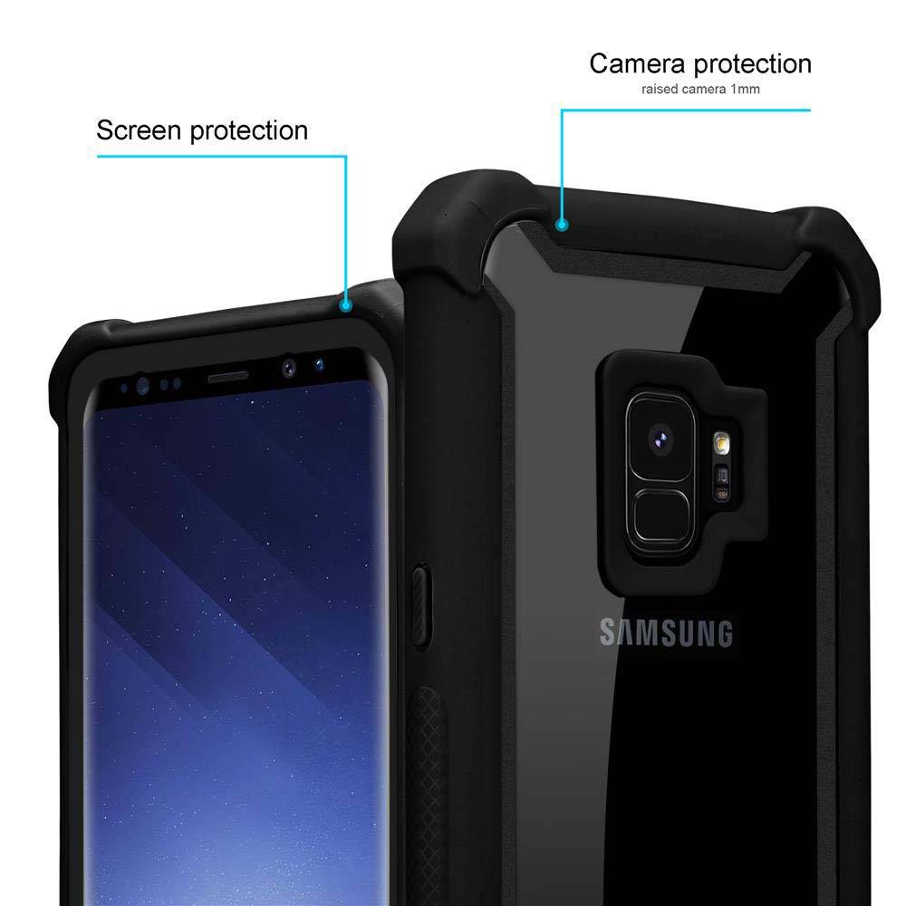 Cadorabo Hülle für Samsung Galaxy S9 Schutzhülle in Schwarz Handy Hülle Etui TPU Silikon-Rand Glas-Rücken Acryl-1