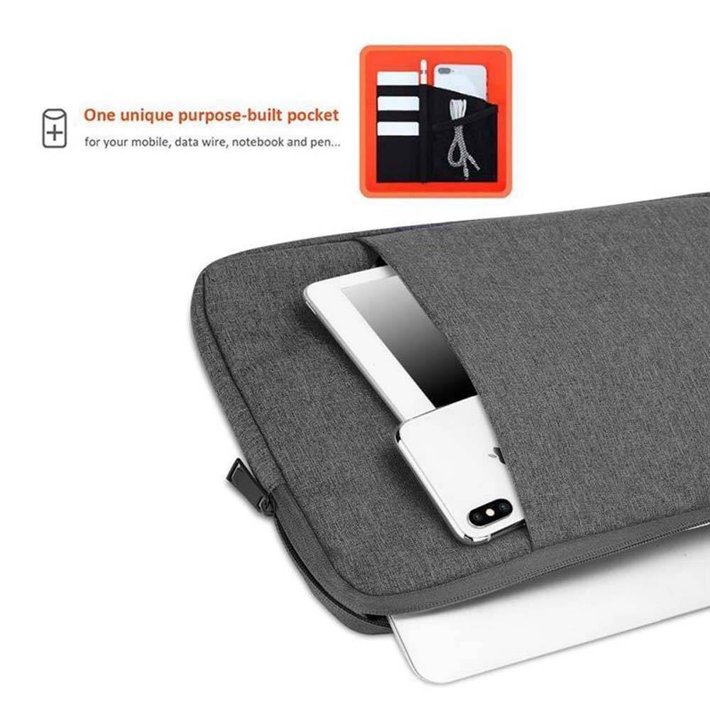 Cadorabo Laptop / Tablet Schutz Tasche 14 Zoll in Grau Laptoptasche Notebook Computer Stoff Samt-Innenfutter-3