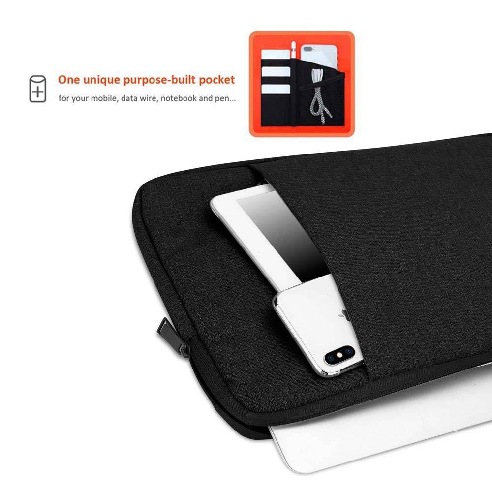 Cadorabo Laptop / Tablet Schutz Tasche 14 Zoll in Schwarz Laptoptasche Notebook Computer Stoff Samt-Innenfutter-4