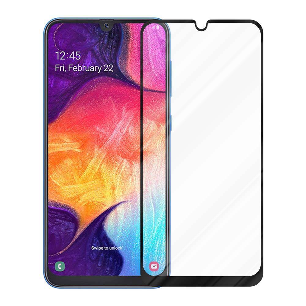 Cadorabo Panzerfolie für Samsung Galaxy A50 Schutzfolie in Schwarz Vollbild Folie Tempered Display Schutzglas-1