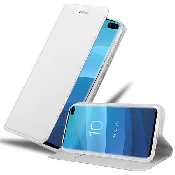 Cadorabo Handyhülle für Samsung Galaxy S10 PLUS Schutz Hülle in Silber Cover Etui Book Case Booklet