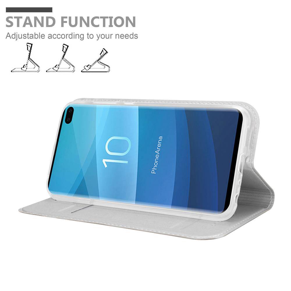 Cadorabo Handyhülle für Samsung Galaxy S10 PLUS Schutz Hülle in Silber Cover Etui Book Case Booklet-2