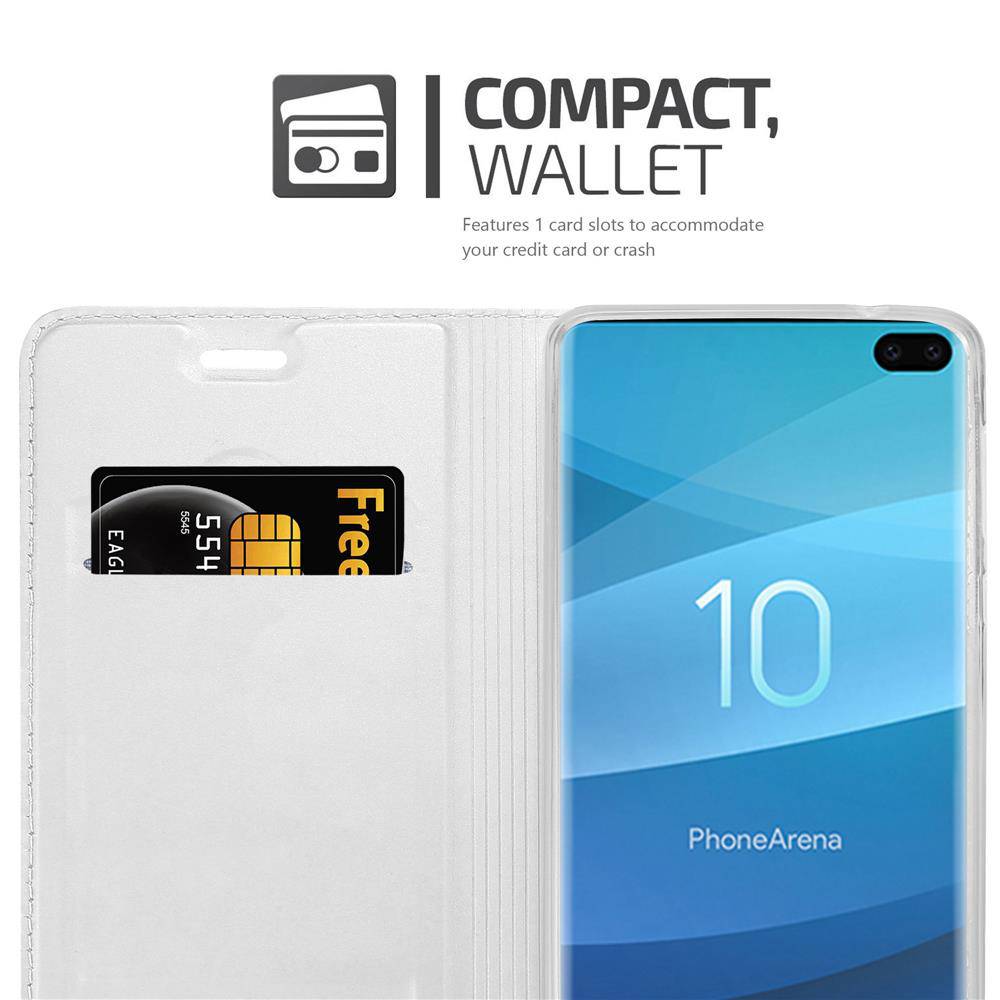 Cadorabo Handyhülle für Samsung Galaxy S10 PLUS Schutz Hülle in Silber Cover Etui Book Case Booklet-3