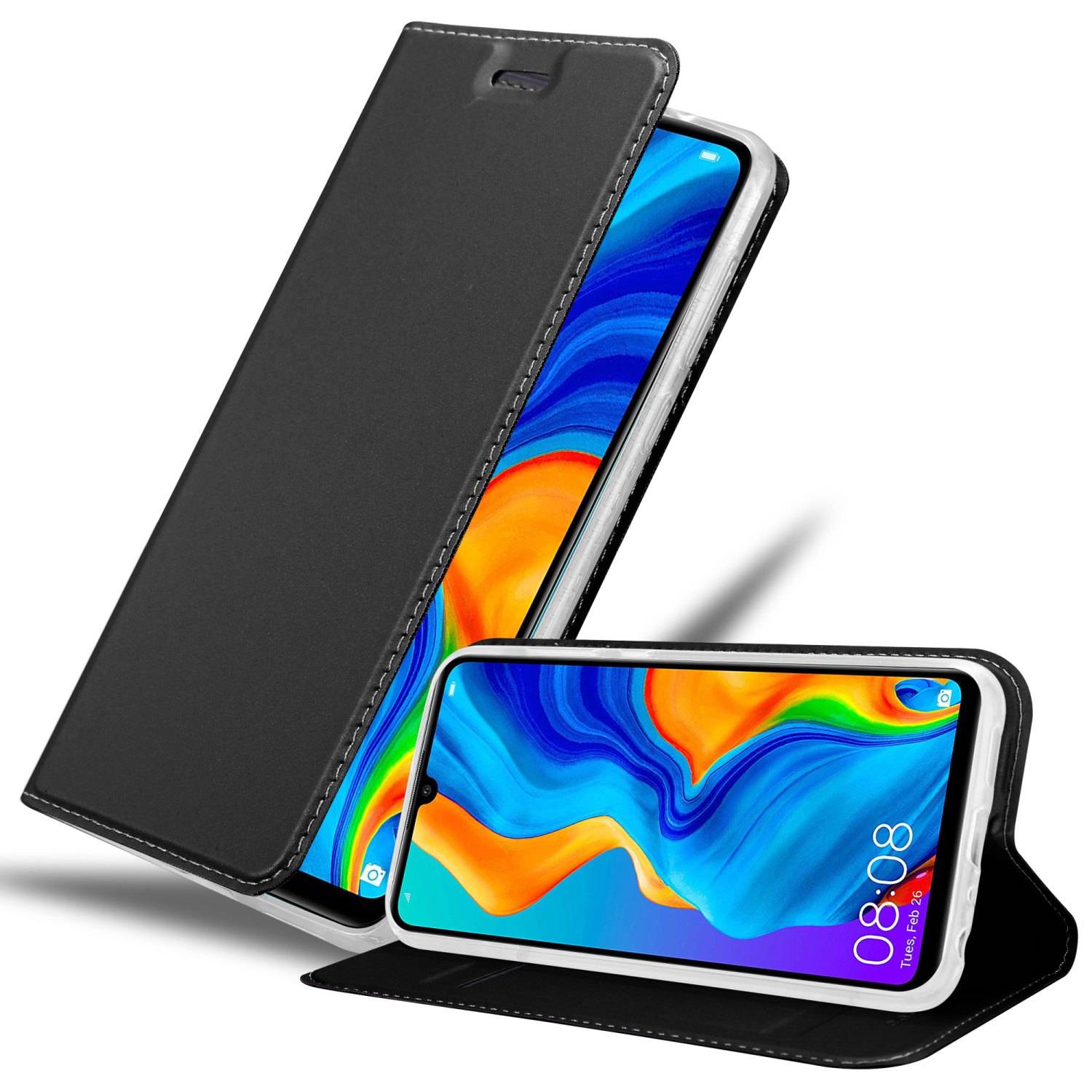 Cadorabo Handyhülle für Huawei P30 LITE Schutz Hülle in Schwarz Cover Etui Book Case Booklet-0