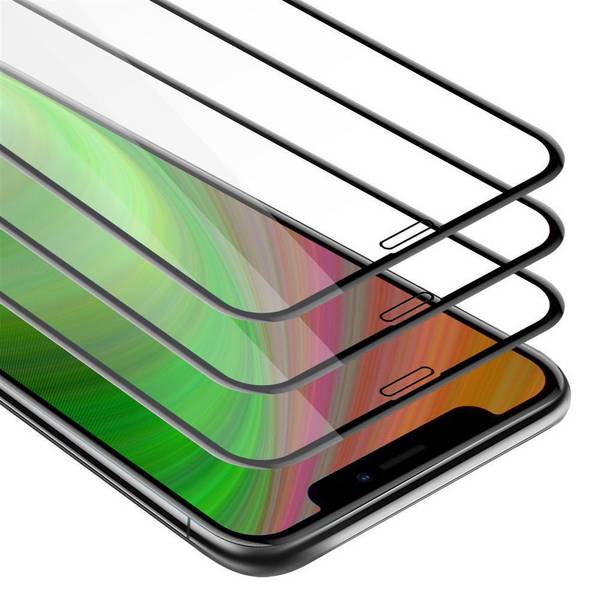 Cadorabo 3x Vollbild Panzer Folie für Apple iPhone 11 (XI ) Schutzfolie in Schwarz Tempered Display-Schutzglas