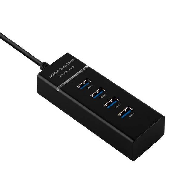 Cadorabo 4-Port USB 3.0 Multischnittstelle Plug&Play USB 3.0 Anschluss USB-C Ladeanschluss für Laptops Schwarz