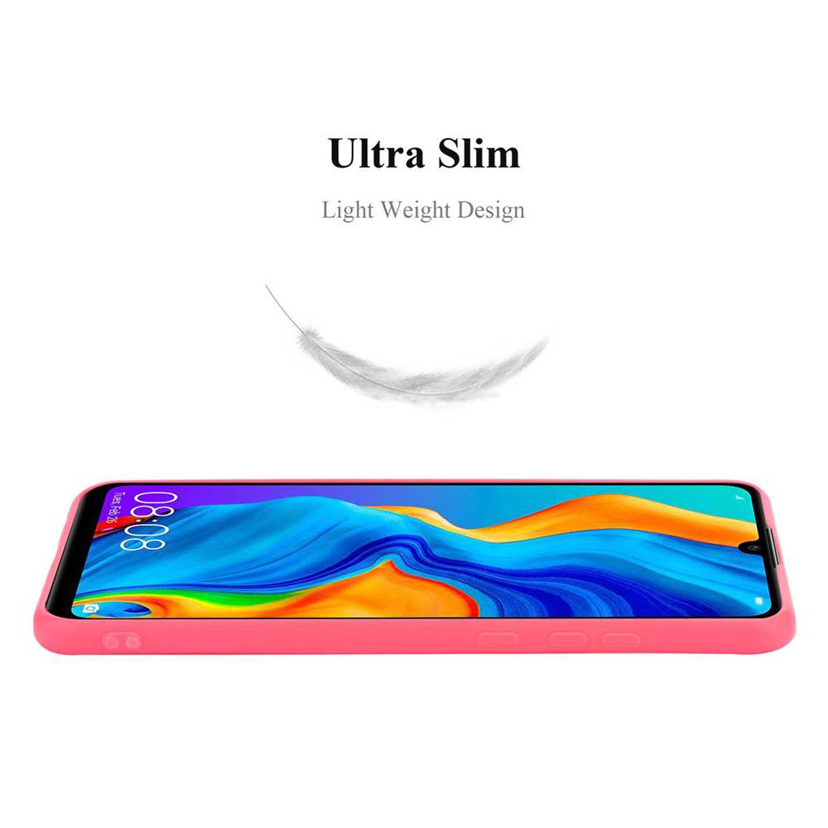 Cadorabo Hülle für Huawei P30 LITE Schutzhülle in Rot Handyhülle TPU Silikon Etui Case Cover-2