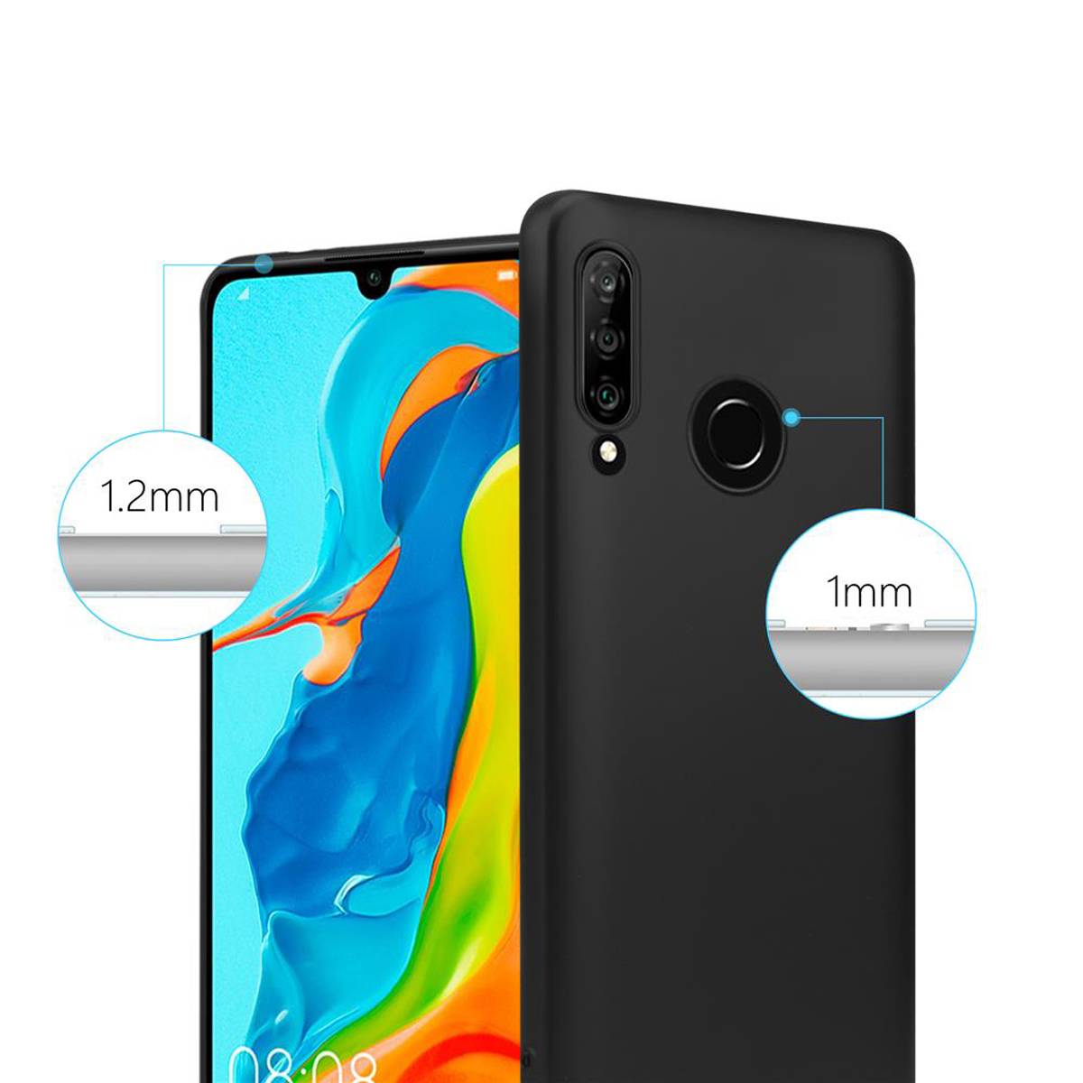 Cadorabo Schutzhülle für Huawei P30 LITE Hülle in Schwarz Handyhülle TPU Silikon Etui Cover Case-3