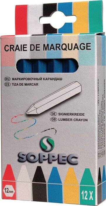 Markierkreide blau unpapiert 12 St./Schachtel SOPPEC-0