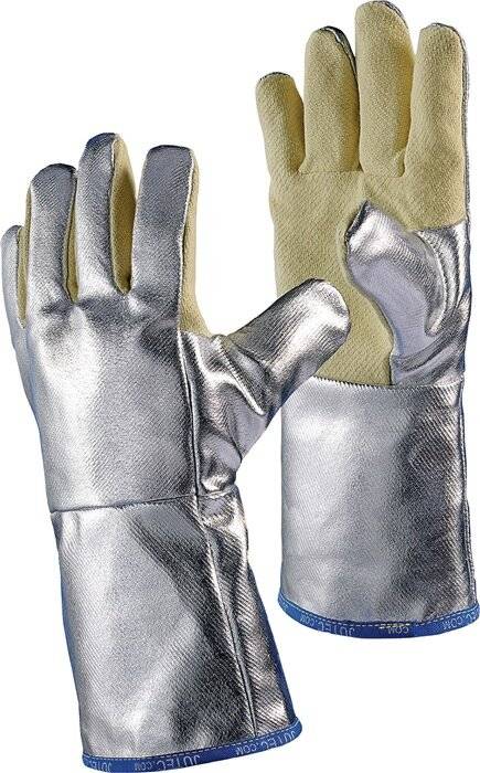 Hitzeschutzhandschuhe 5-Finger Universalgröße gelb/silber m.alumin.Preox-Aramid-3
