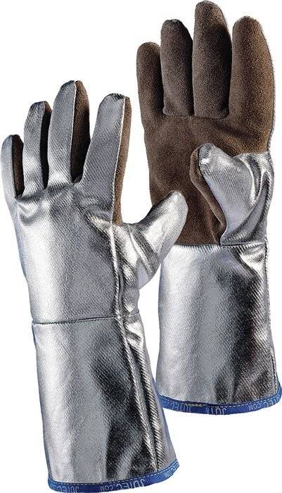 Hitzesch.handsch.5-Finger Universal braun/silber Spaltled.alumin.Preox-Aramid-0
