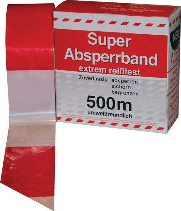 Moravia 330.10.147 Absperrband rot/weiss 30µm 80mmx500m extrem reißfest Kart 3 Absperrband (L x B) 500 m x 80 mm-2