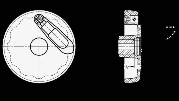 Umleggriff-Handräder, Kunststoff, Buchse / Umlegmechanik Stahl-1