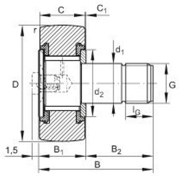 Kurvenrolle KRV19 -SK-PP-A ID 8mm AD 19mm Breite32mm INA-1