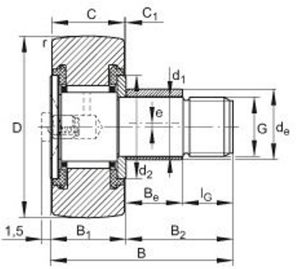 Kurvenrolle KRE26 -PP ID 13mm AD 26mm Breite36mm INA-2