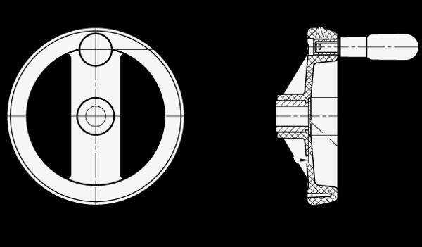 Speichenhandräder, Kunststoff, Buchse Stahl-1