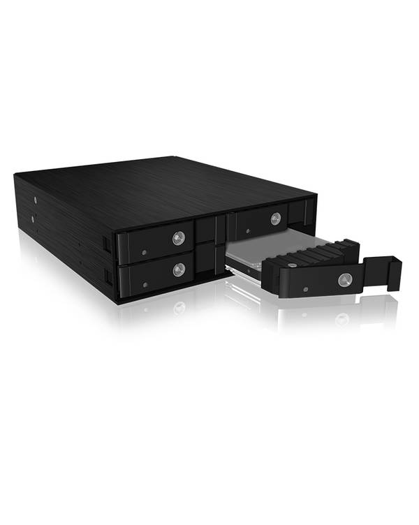 IB-2240SSK, Back Plane, 4x 2,5" (9-15mm high) SATA in 1x 5,25" bay, Schloss, 2xLüfter, schwarz