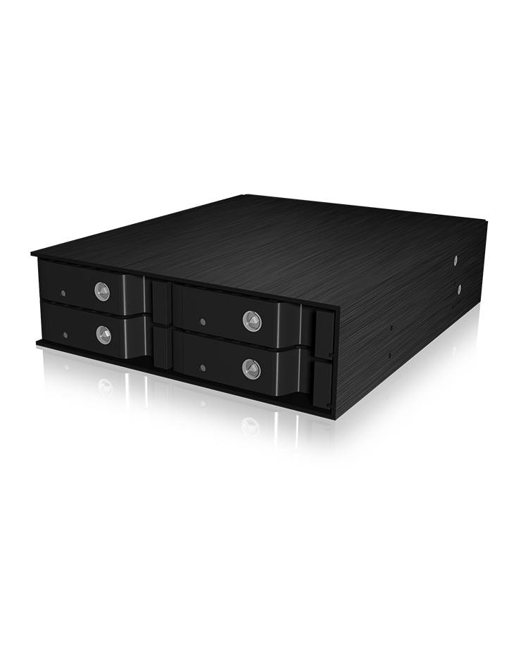 IB-2240SSK, Back Plane, 4x 2,5" (9-15mm high) SATA in 1x 5,25" bay, Schloss, 2xLüfter, schwarz-1