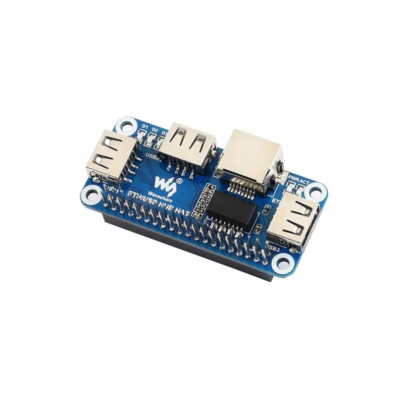 WaveShare Ethernet USB HUB HAT for Raspberry Pi 1x RJ45 3x USB-0