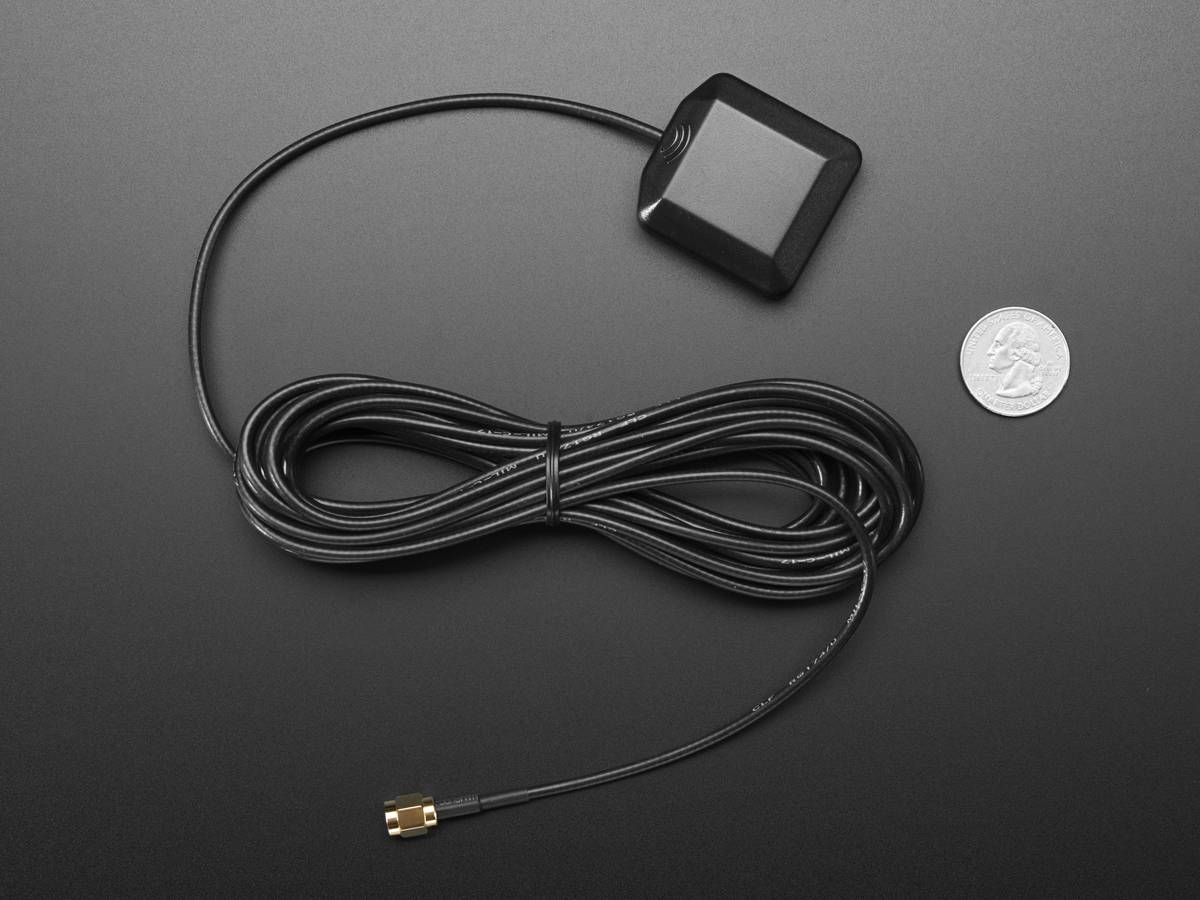 Adafruit GPS Antenna - Exteal Active Antenna - 3-5V 28dB 5 Meter SMA-0