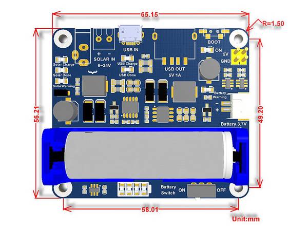 Waveshare Solar Power Management Module, for 6V-24V Solar Panel