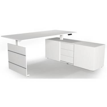 Sitz-/Stehtisch Move 3 180x80x72-120 mit Sideboard weiß