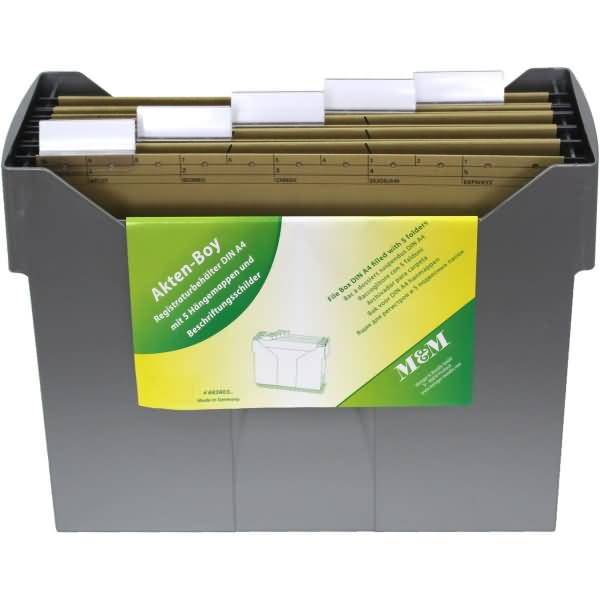 Akten-Boy A4 inkl. 5 Hängemappen silber