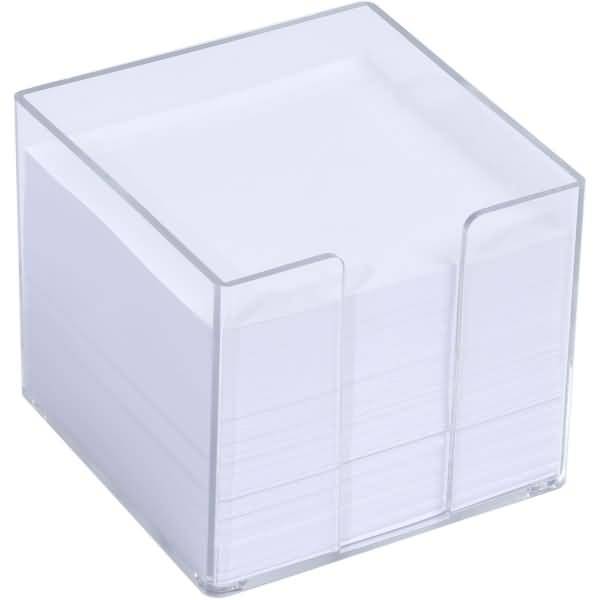 Zettelbox 10,5x10,5cm glasklar 700 Blatt weißes Papier