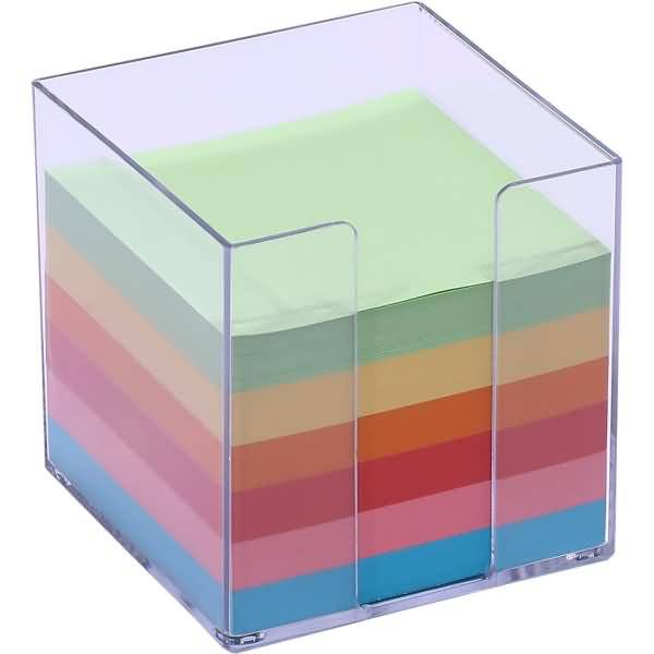 Zettelbox 9,5x9,5x9,5mm 700 Blatt farbiges Papier glasklar-0
