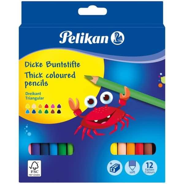 Buntstifte dick inkl. Anspitzer VE=12 Farben