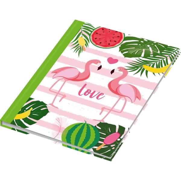 Notizbuch A5 Flamingo grün dotted 96 Blatt-0